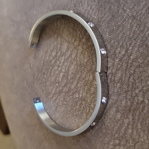 Stainless Steel Punk Rhinestone Clamper Bracelet - Picture 6 of 6